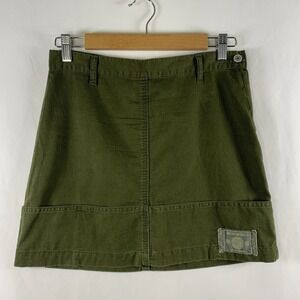 VTG American Eagle Y2K Low Rise Mini Skirt Sz 2 Olive Utility Grunge Cotton 00s